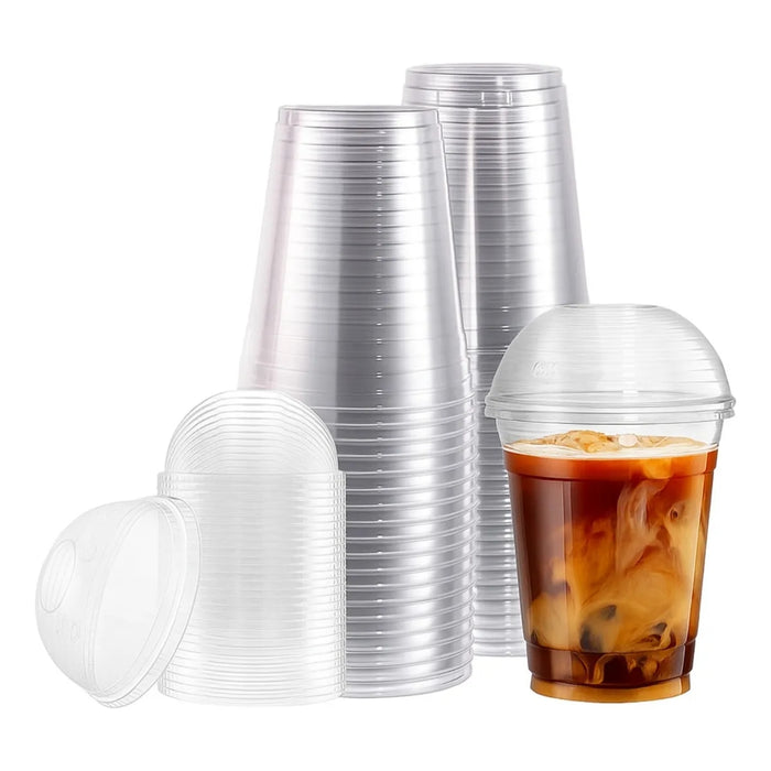 50 Vasos Plasticos Tapa Con Hoyo Desechables Grande 500ml