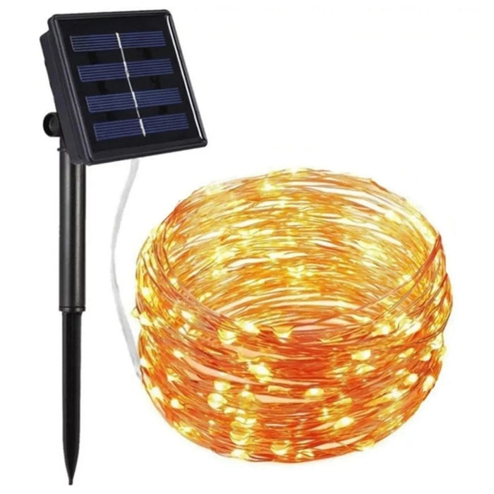 Luces Hada Solares Manguera 100 Led Exterior Guirnalda 22mts