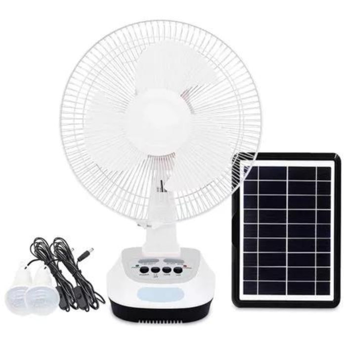 Ventilador Solar Portatil Carga Panel Recargable Ampolletas