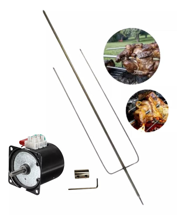 Motor Asado 14w Quincho Motor 30kg + Tridente Asado 110cm