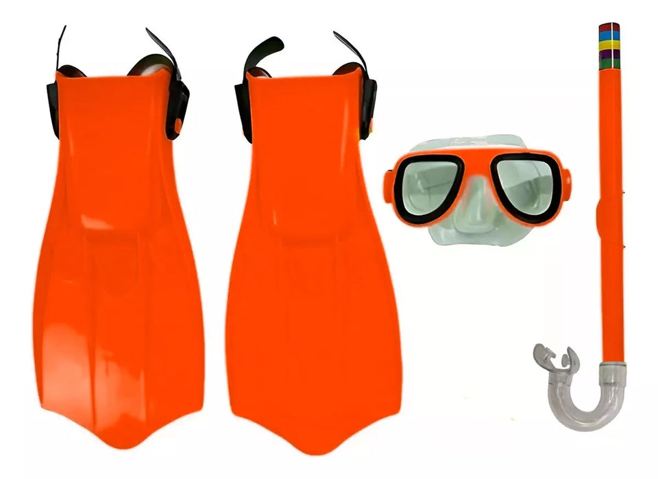 Set De Buceo Snorkel Aletas Mascara Piscina Playa Ajustable