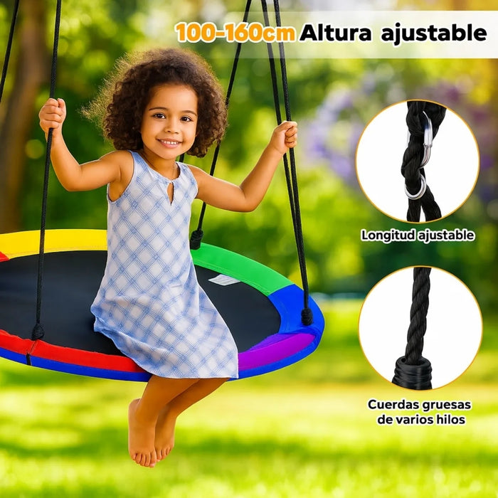 Columpio Colgante Multicolor Infantil Redondo Niños Ovalado seguro exterior