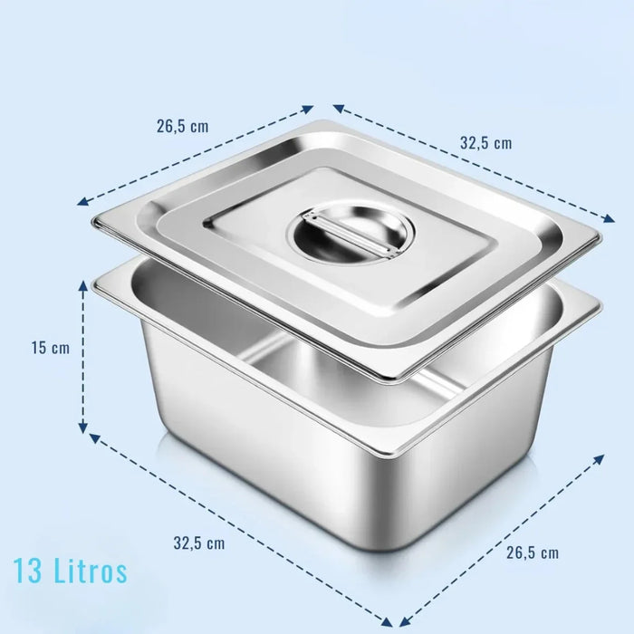 Bandeja Deposito Gastronómico Acero Inox Tapa 32,5x26,5x15cm