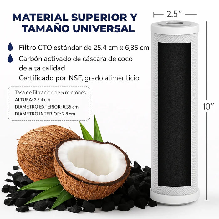 Filtro Agua Carbon Activo 2.5*10 Purificador Osmosis - Cloro