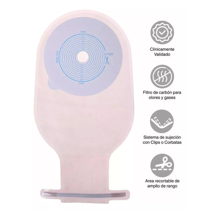 10 Bolsa de Colostomía Tela Drenable