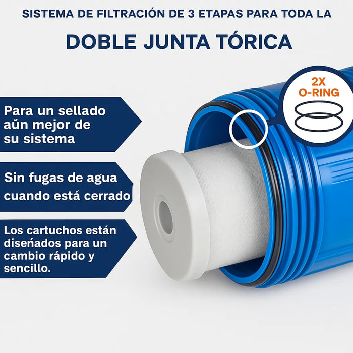 Filtro Agua Triple Casa Parcela 3 Etapas 10x4.5 Purificador