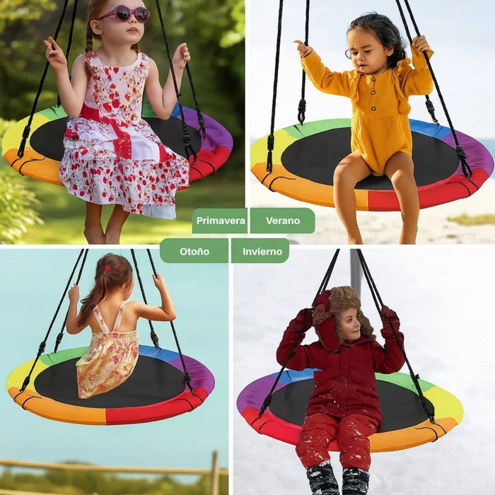 Columpio Colgante Multicolor Infantil Redondo Niños Ovalado seguro exterior