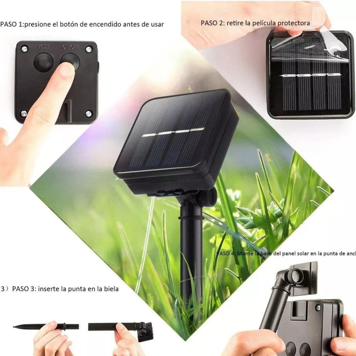 Luces Hada Solares Manguera 100 Led Exterior Guirnalda 22mts