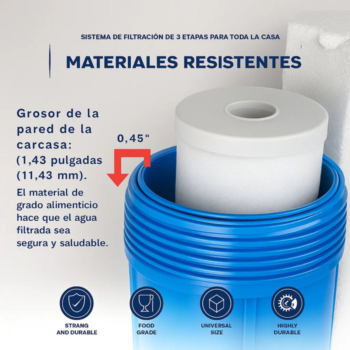 Filtro Agua Triple Casa Parcela 3 Etapas 10x4.5 Purificador