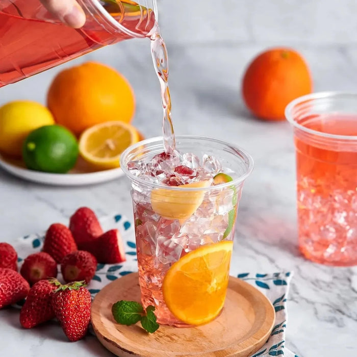 50 Vasos Plasticos Tapa Con Hoyo Desechables Grande 500ml