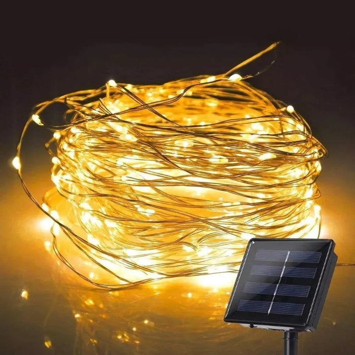 Luces Hada Solares Manguera 100 Led Exterior Guirnalda 22mts