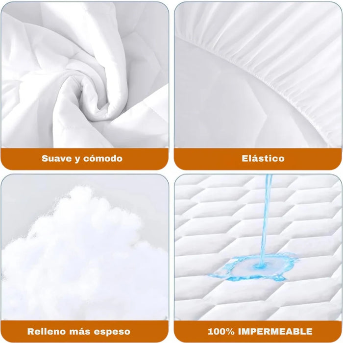 cubre Colchón Protector Impermeable Lavable Transpirable y Ajuste Elástico