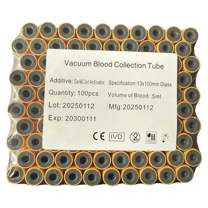 X100 Tubos De Ensayo Gel Activador De Cuagulo 5ml 13 X 100mm