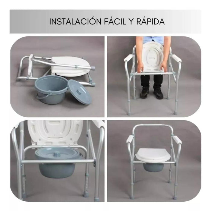 Silla Comodo Baño Plegable 3 En 1 Aumento Ajustable Ducha/wc