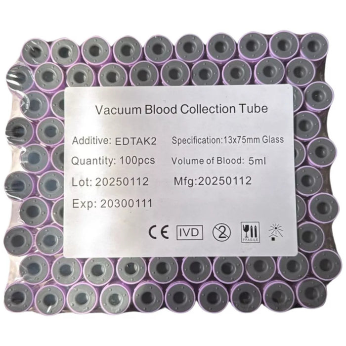 100 Tubos De Ensayo Recoleccion De Sangre Edtak2 5ml 13x75mm