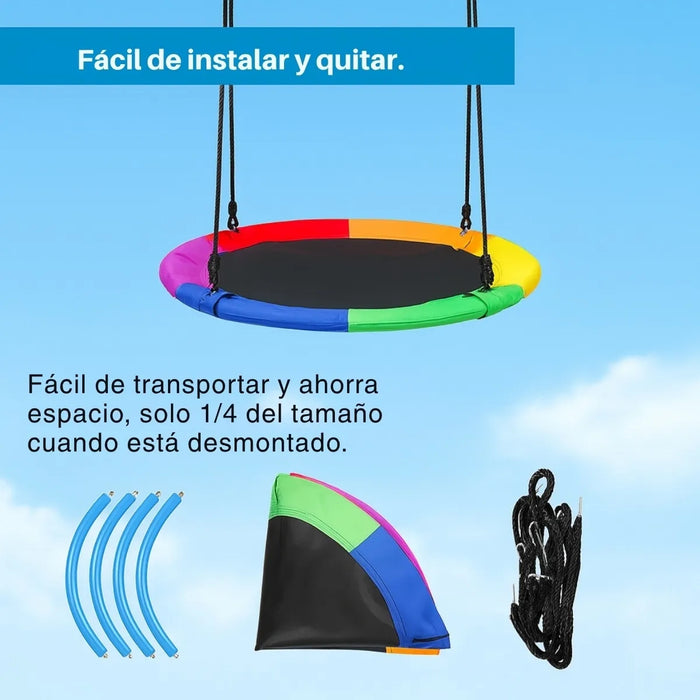 Columpio Colgante Multicolor Infantil Redondo Niños Ovalado seguro exterior