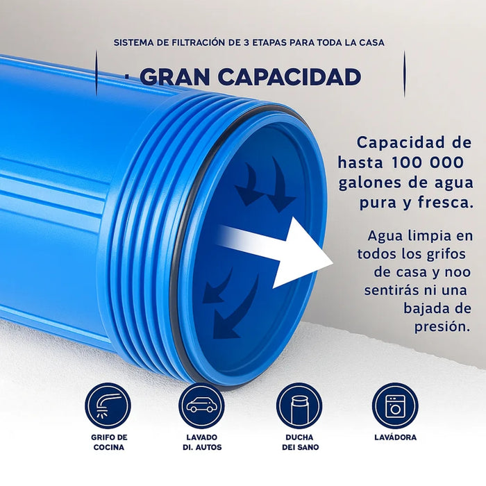 Filtro Agua Triple Casa Parcela 3 Etapas 10x4.5 Purificador
