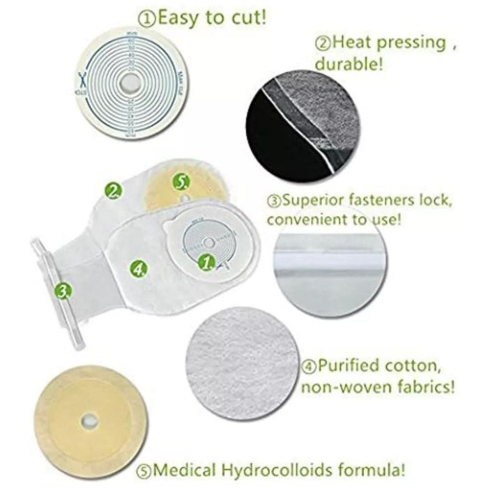 10 Bolsa de Colostomía Tela Drenable