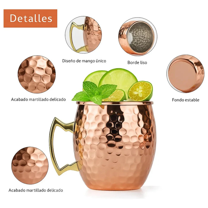 X2 Vasos Mugs Cobre Moscow Mule Tragos Mojitos Coctel 500ml