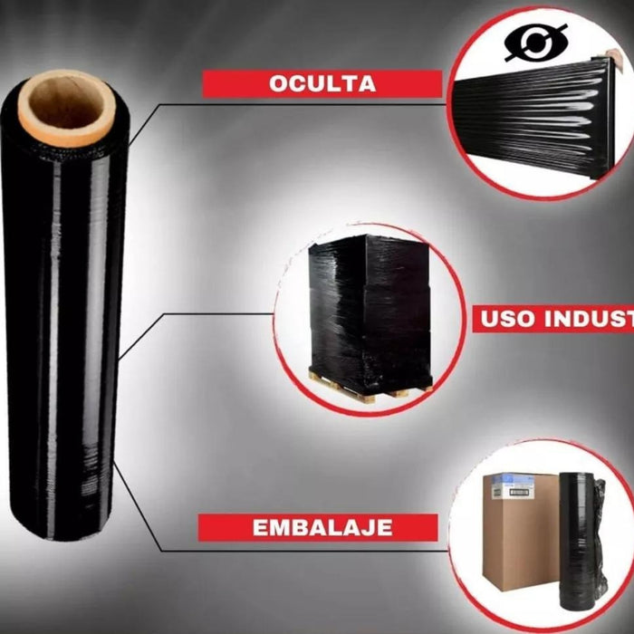 Alusa Industrial Mudanza 3kg Film Plastico Negro De Embalaje