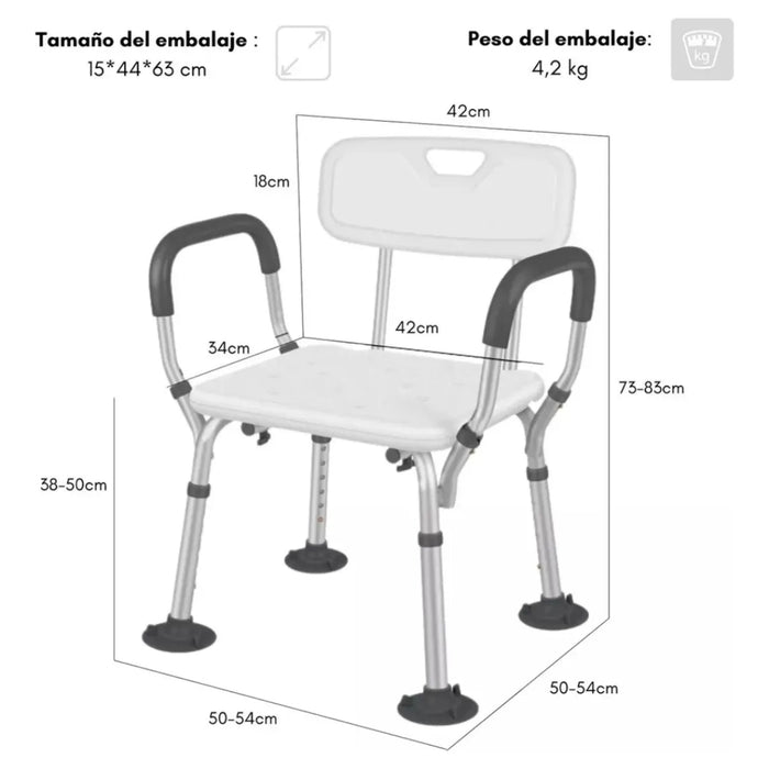 Silla Baño Ducha 3 En 1 Soporte Antideslizante Agarradera