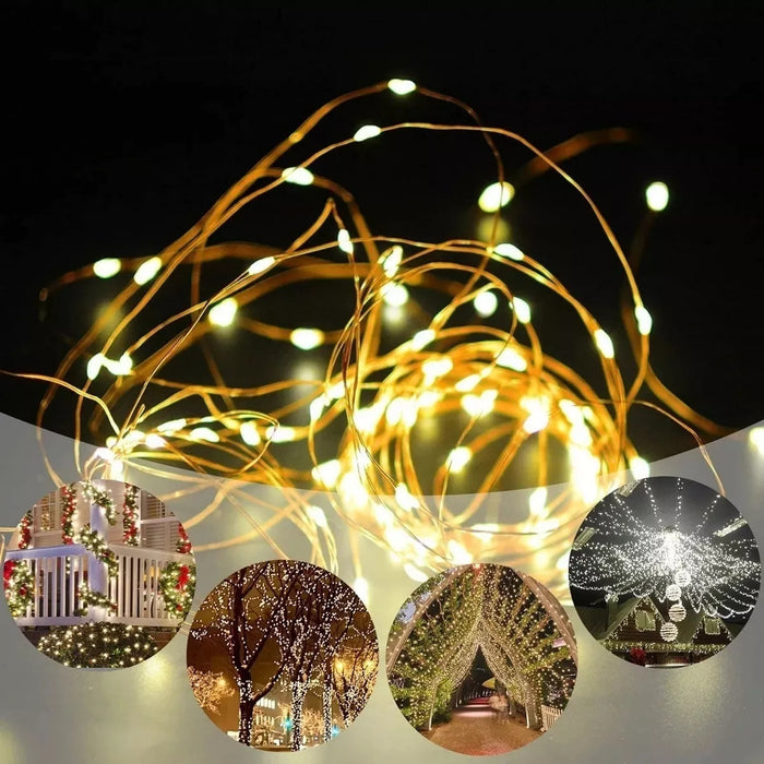 Luces Hada Solares Manguera 100 Led Exterior Guirnalda 22mts