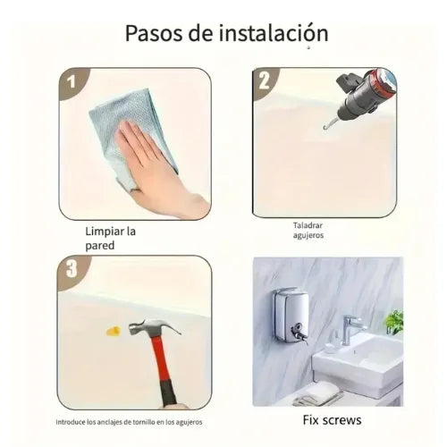 Dispensador Jabon Liquido Manual Jabonera Acero Baño 500ml