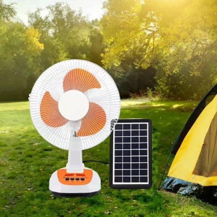 Ventilador Solar Portatil Carga Panel Recargable Ampolletas