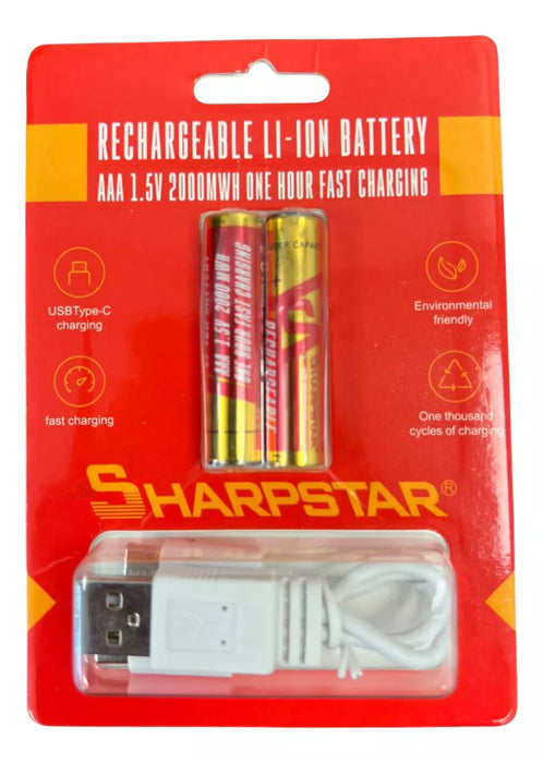 2 Pilas Recargables Usb Aaa Baterias Recargables Pilas 3a