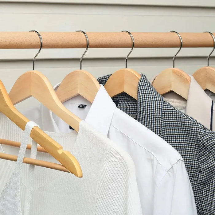 10 Perchas Gancho De Ropa Colgadores Antideslizantes Madera