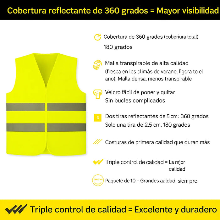 Chaleco Reflectante Seguridad Auto Reglamentario Amarillo
