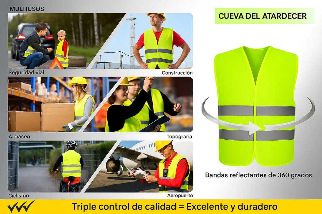 Chaleco Reflectante Seguridad Auto Reglamentario Amarillo