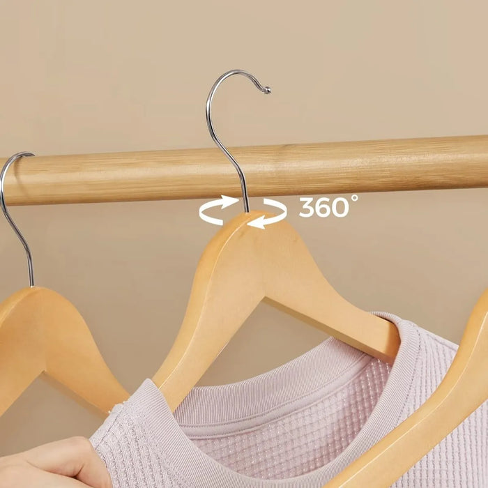 10 Perchas Gancho De Ropa Colgadores Antideslizantes Madera