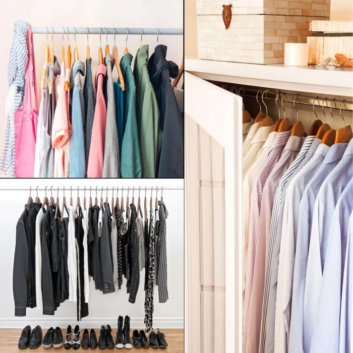 10 Perchas Gancho De Ropa Colgadores Antideslizantes Madera