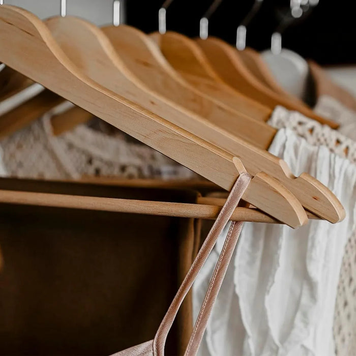 10 Perchas Gancho De Ropa Colgadores Antideslizantes Madera