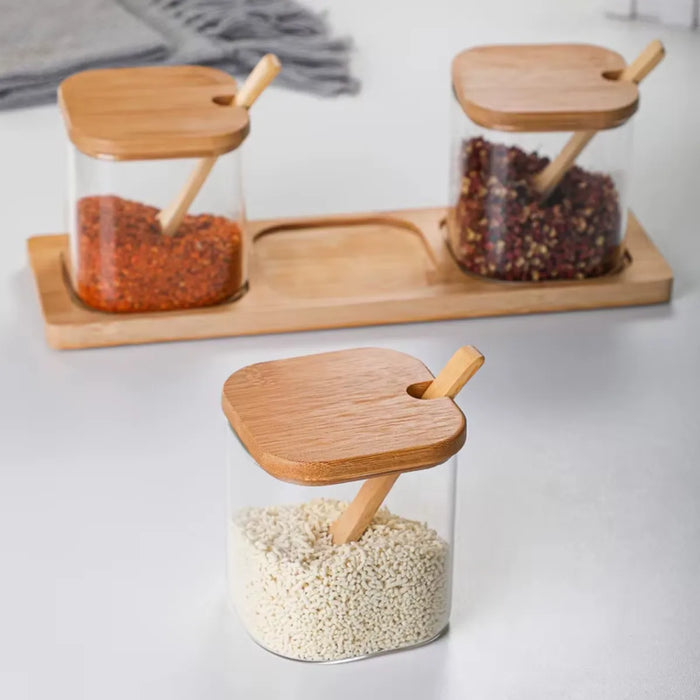 X3 Porta Condimentero Especiero Bambu Organizador De Cocina