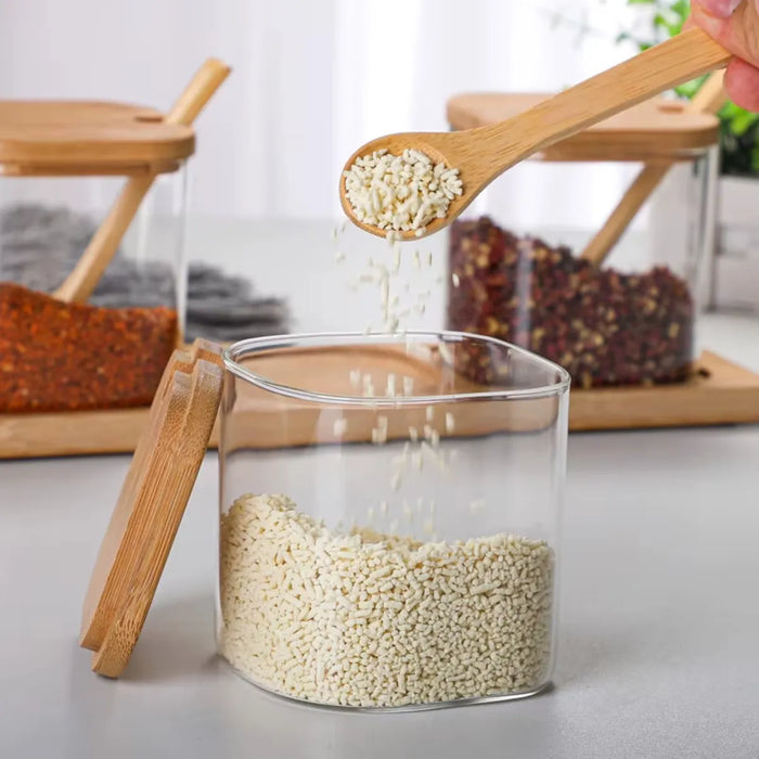 X3 Porta Condimentero Especiero Bambu Organizador De Cocina