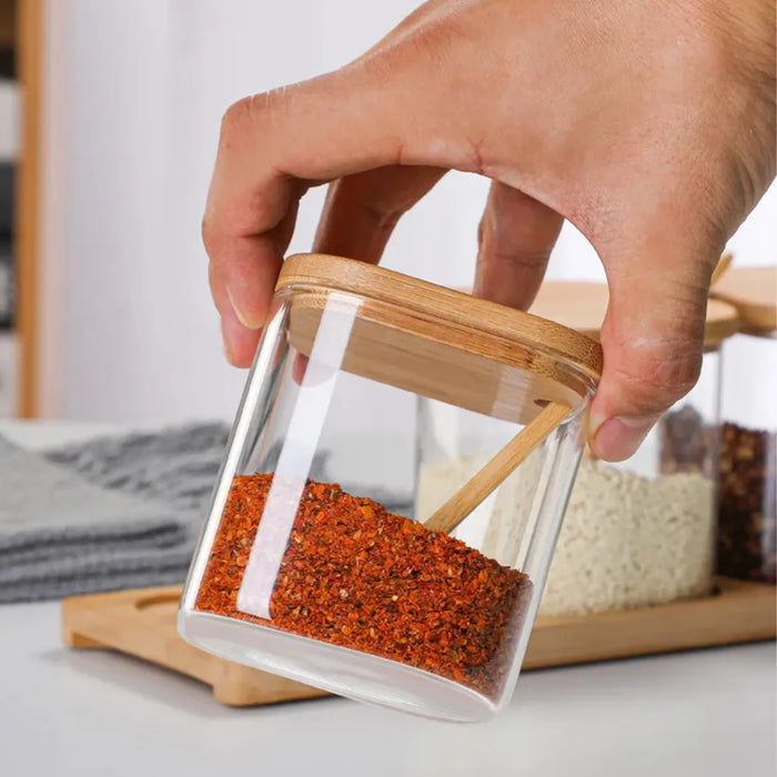 X3 Porta Condimentero Especiero Bambu Organizador De Cocina