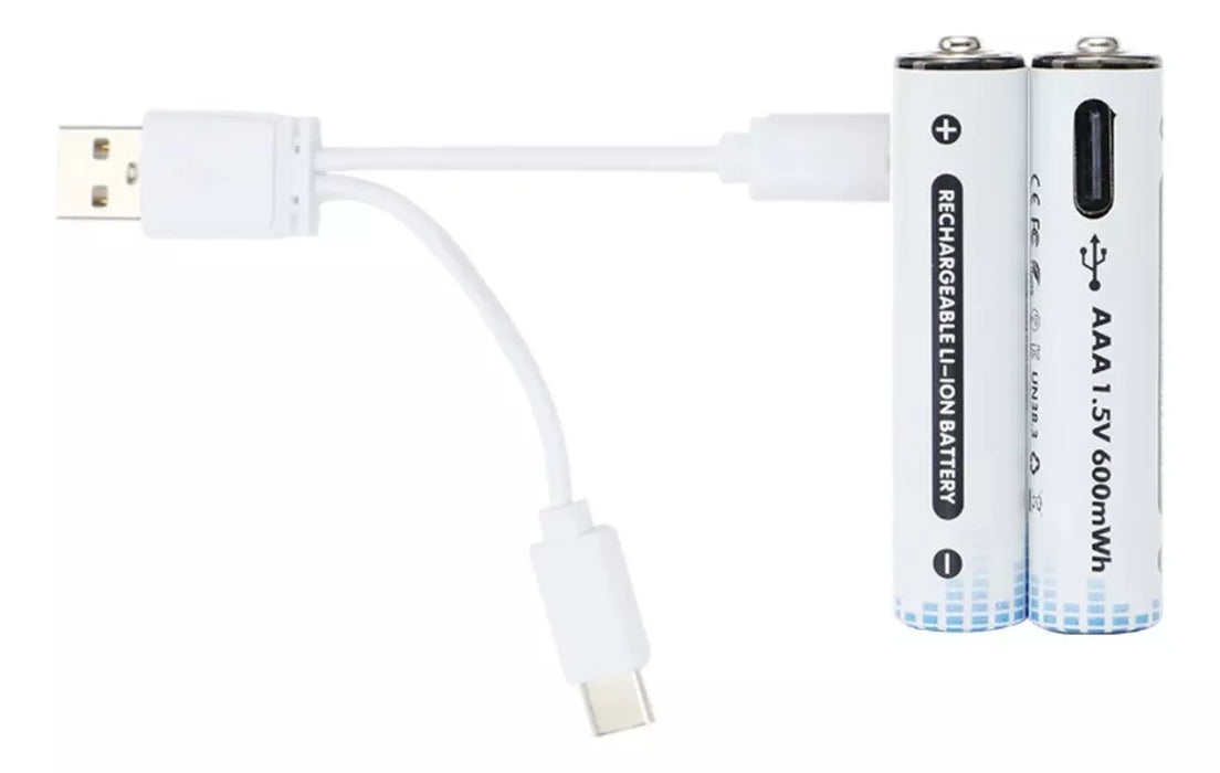 2 Pilas Recargables Usb Aaa Baterias Recargables Pilas 3a