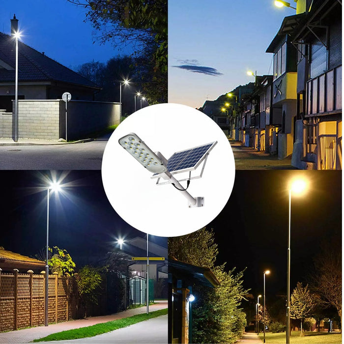 Foco Solar Exterior 100w Luminaria Soporte + Panel Solar