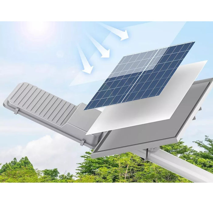 Foco Solar Exterior 100w Luminaria Soporte + Panel Solar