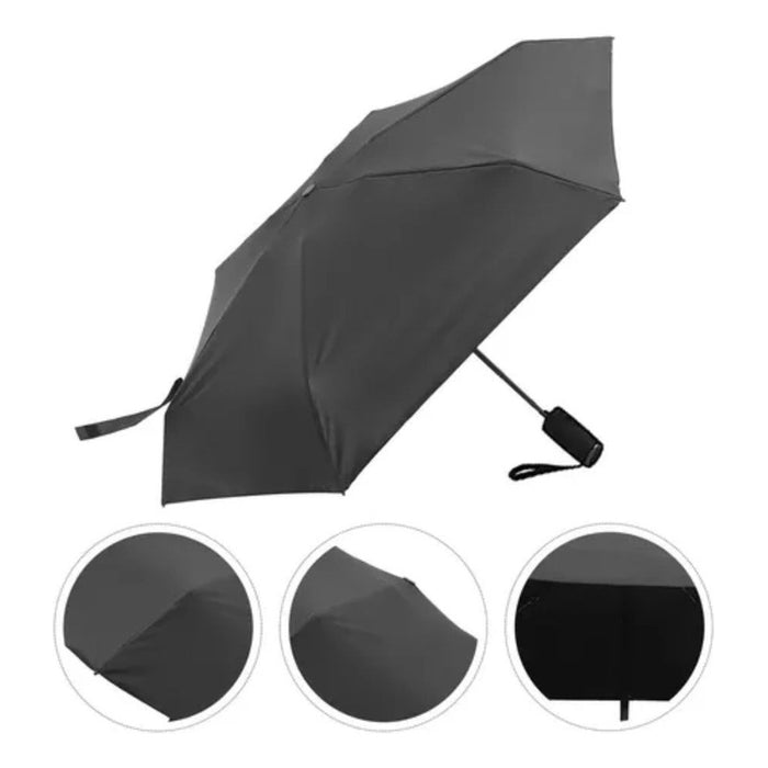 Paragua Retractil Lluvia Cartera Plegable Negro 36cm 8 Varil