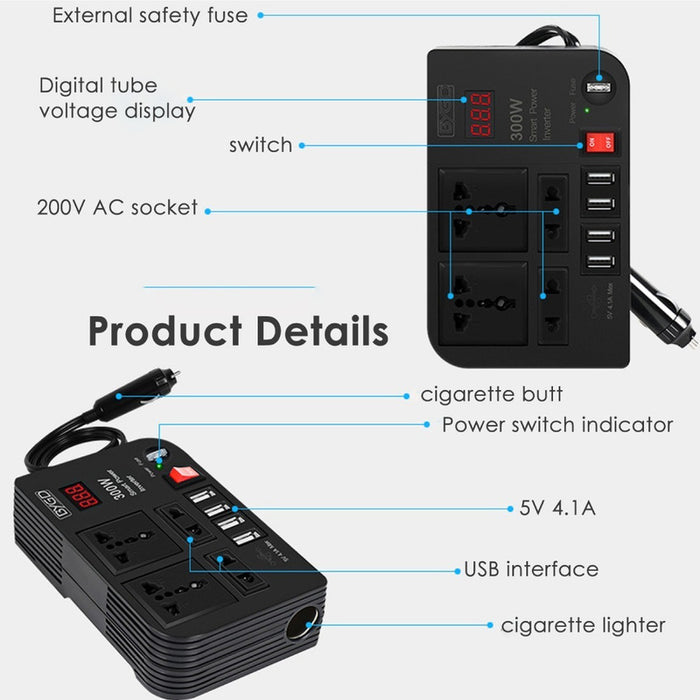 Convertidor Corriente 12v 220v Inversor De Voltaje Auto 300w