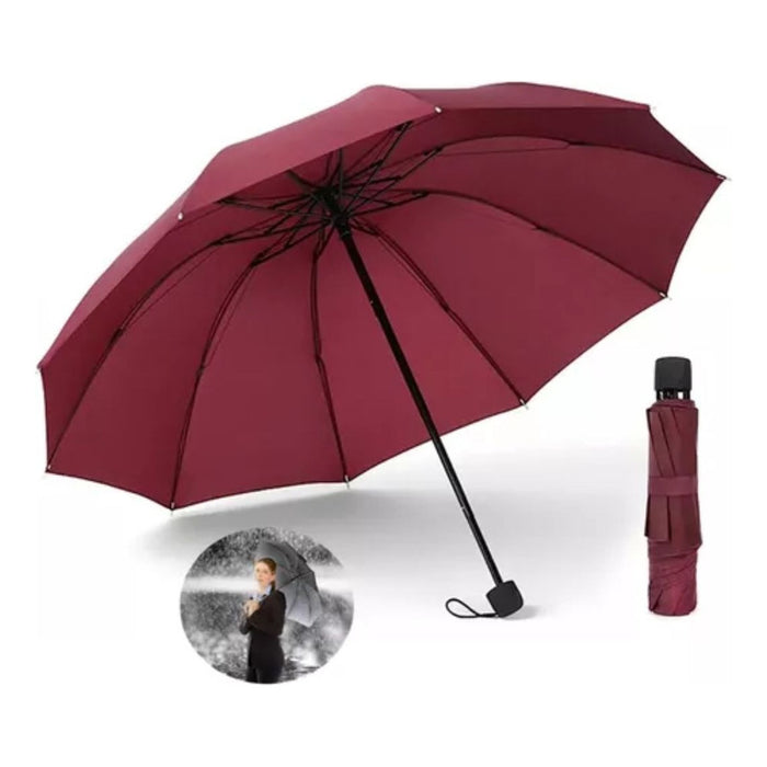 Paragua Retractil Lluvia Cartera Plegable Negro 36cm 8 Varil