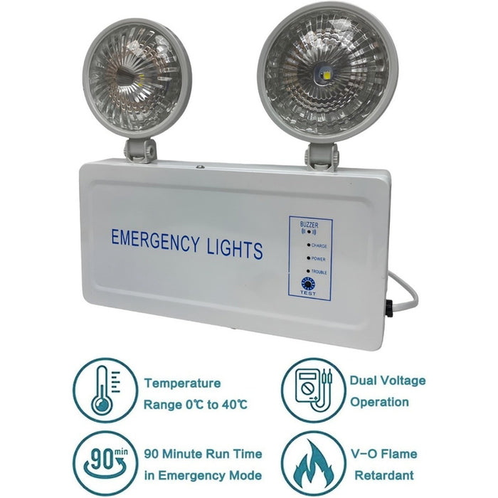 Lampara Emergencia Luz Led 2 Focos Recargable Automatica 220